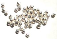 50 5mm Bright Silver Plated Pleated Bicone Beads